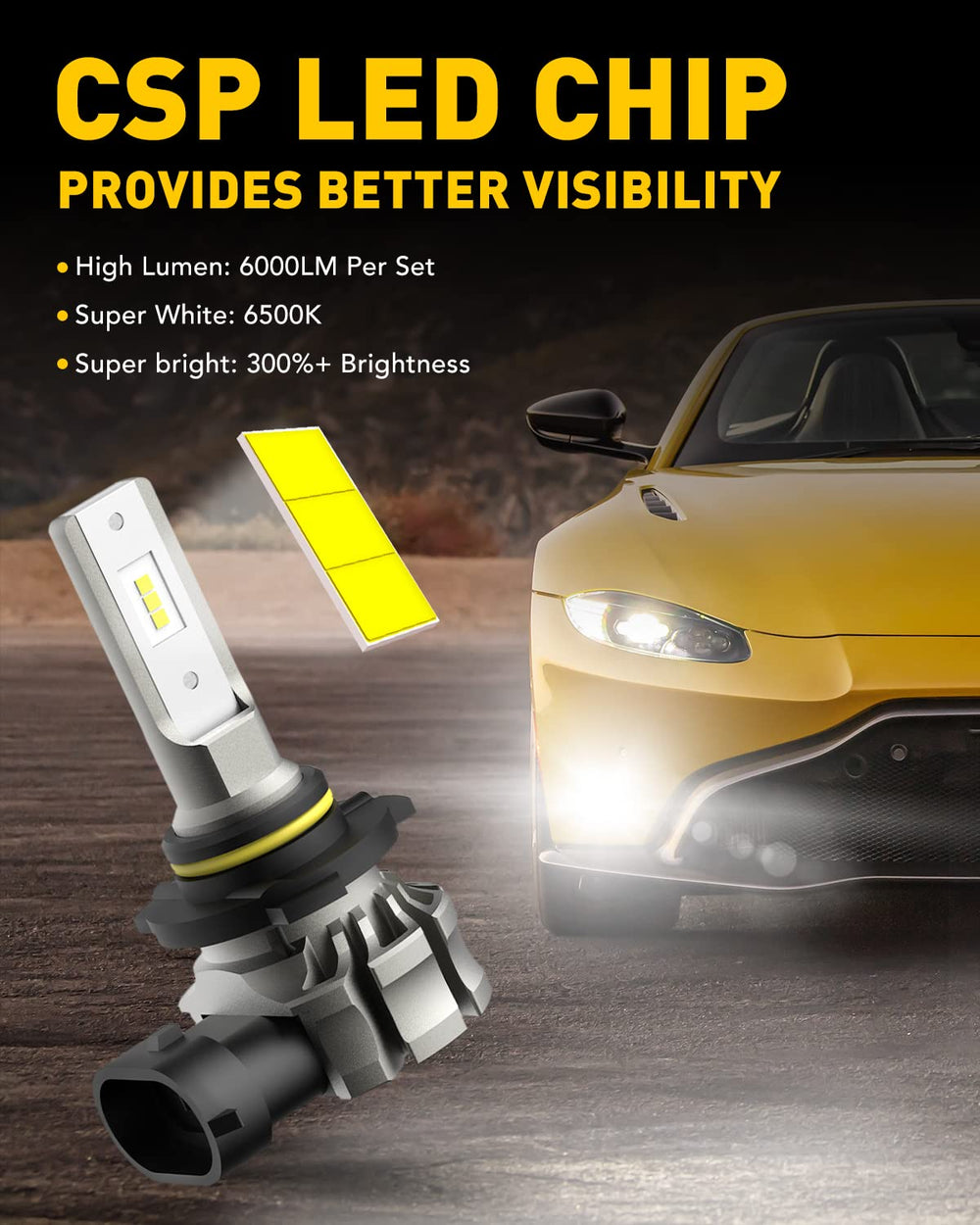 Auxito 9145 LED fog light with 360-degree beam for even illumination.