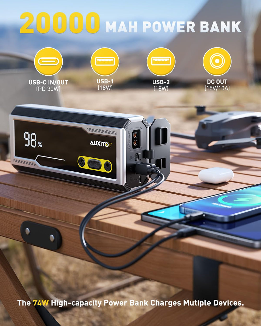 Auxito 3-mode flashlight offers bright, strobe, and SOS modes.
