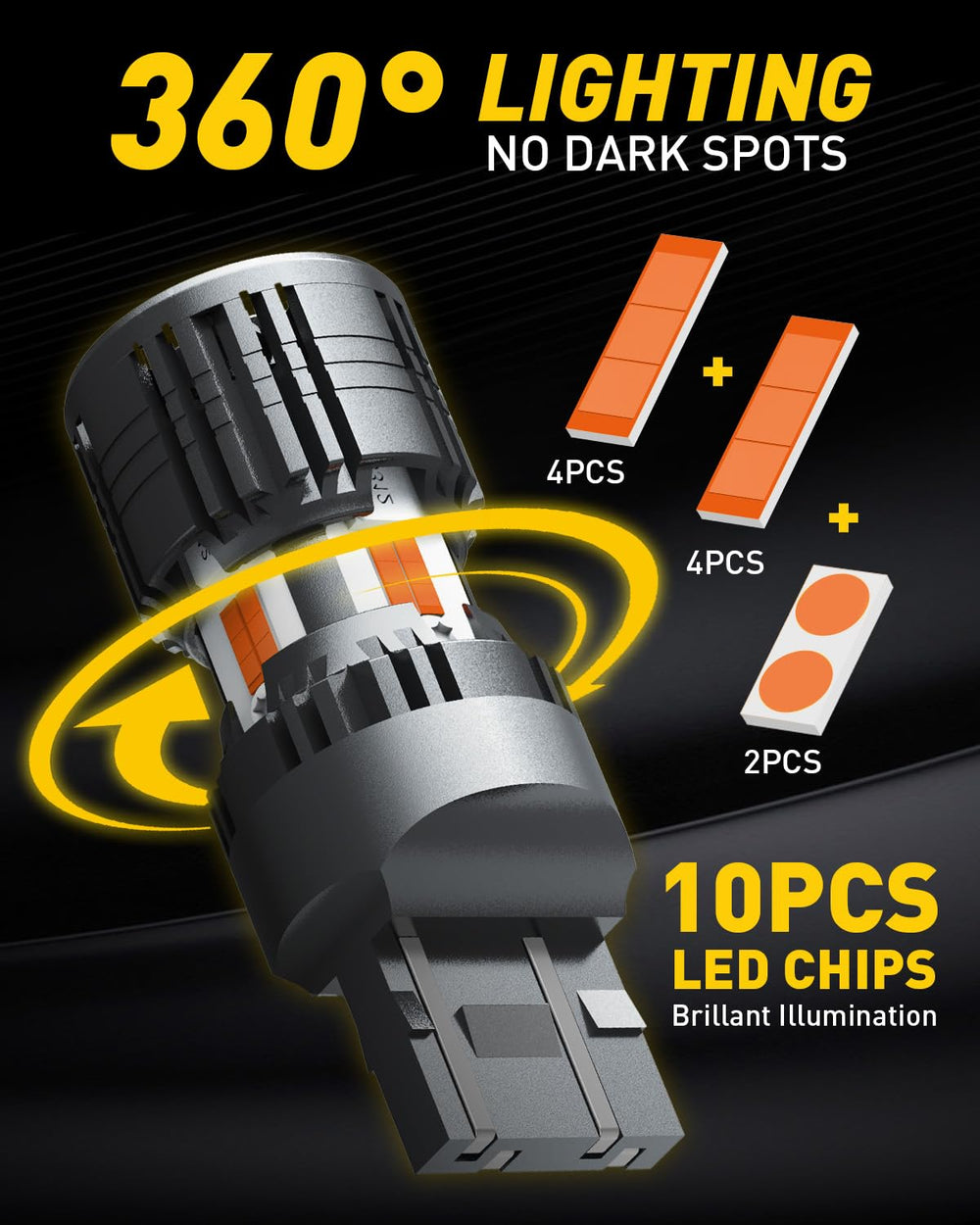 AUXITO amber signal lights enhance daytime and night visibility.