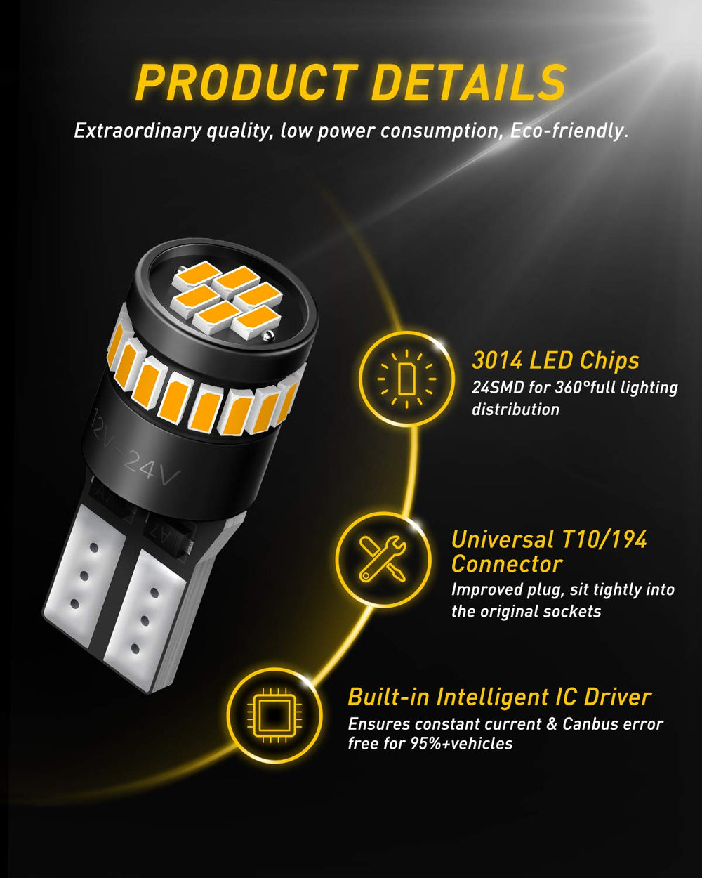 AUXITO 360-degree illumination with 194 LEDs ensuring full coverage