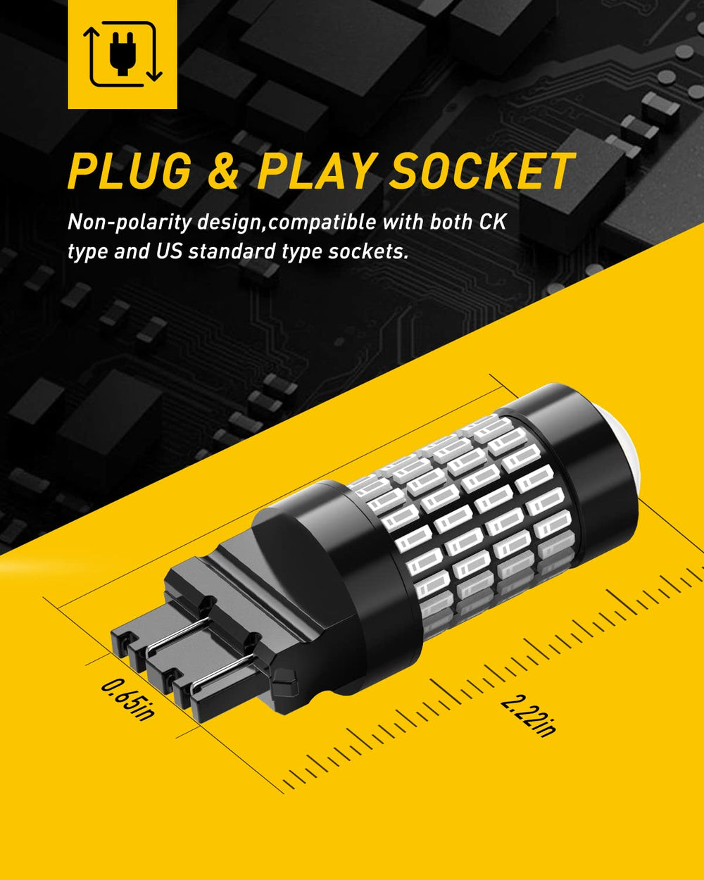 AUXITO 3157-compatible bulbs for US and CK sockets for broad vehicle fit.