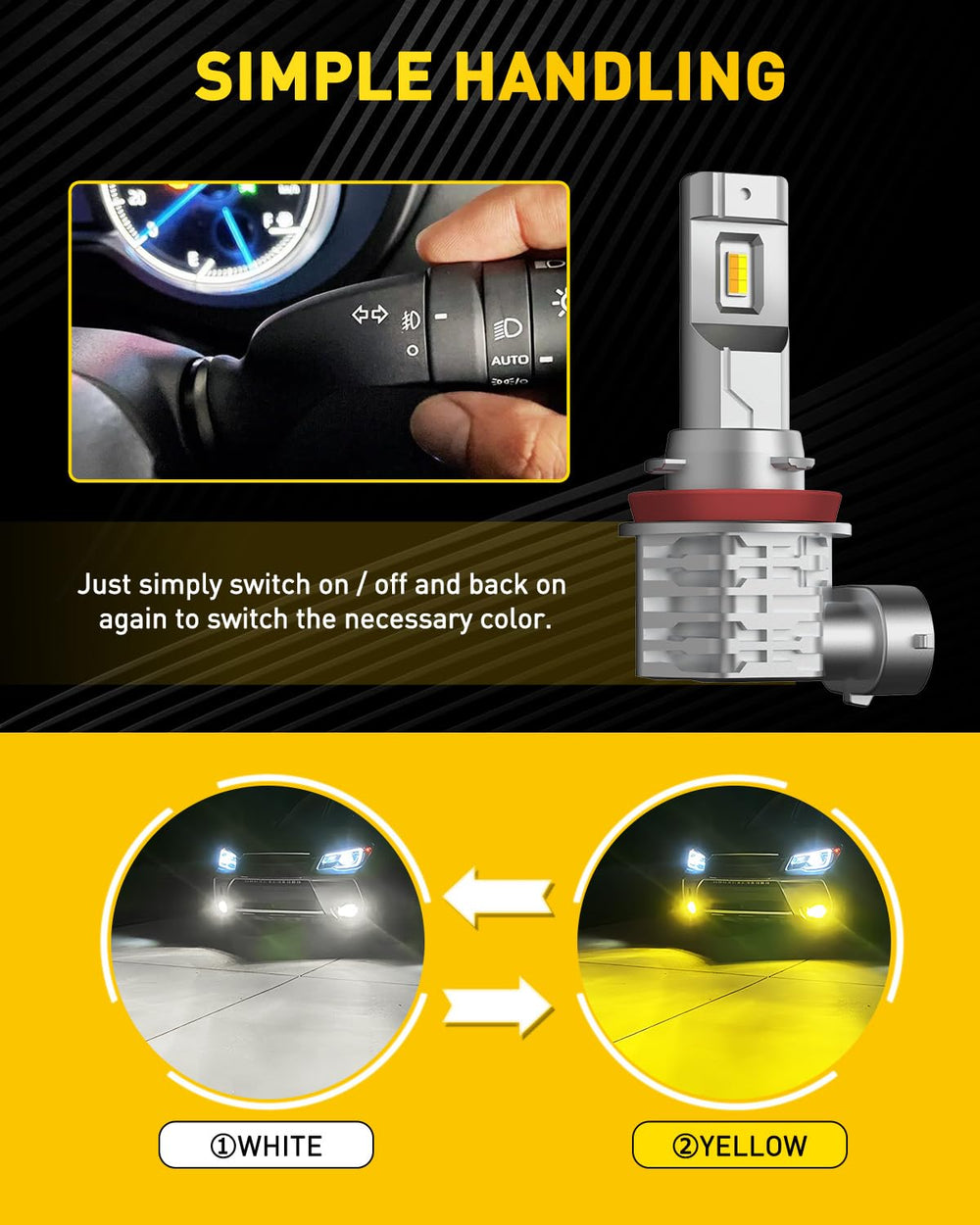 AUXITO fanless aviation-aluminum fog light for quiet operation
