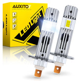 AUXITO H1 bulb 6500K ultra white delivers crisp road illumination for nighttime driving.