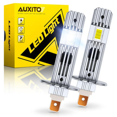 AUXITO H1 bulb 6500K ultra white delivers crisp road illumination for nighttime driving.