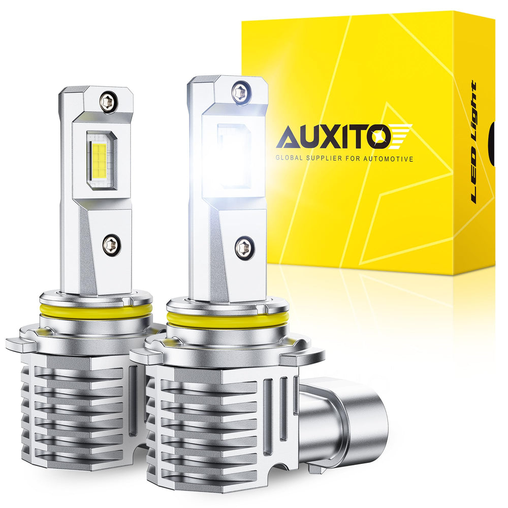 AUXITO H10 9145 bulbs front view showing bright LED performance for nighttime driving