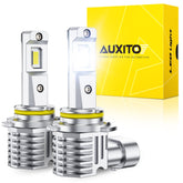 AUXITO H10 9145 bulbs front view showing bright LED performance for nighttime driving