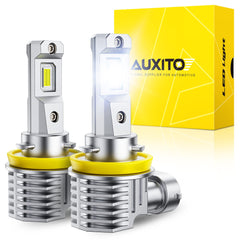 AUXITO H11/H16/H8 LED fog bulbs emit a 6500K beam for clearer fog visibility.
