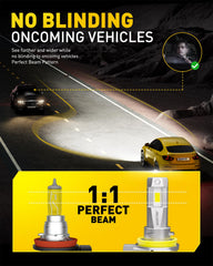 Auxito H11/H8/H9 LED bulbs cool white 6500K for crisp visibility