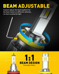 AUXITO H11 bulbs with cooling fan; steady performance.