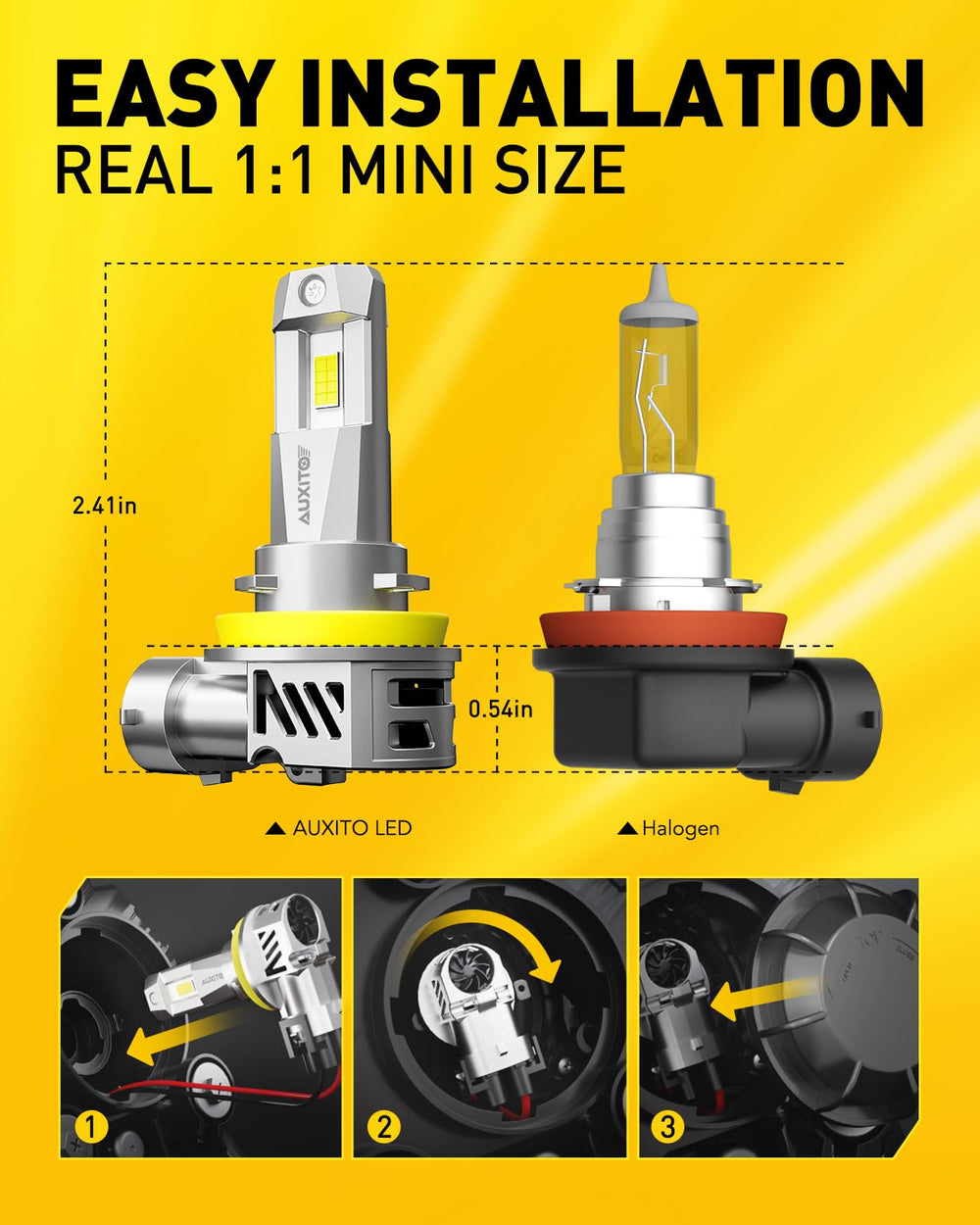 A durable AUXITO H11 LED bulbs housing designed to support reliable performance.