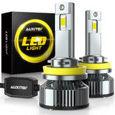 AUXITO H11 LED bulbs front view; compact plug-and-play fit.