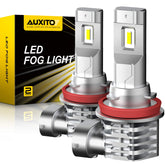 Auxito H11 LED fog light bulbs pack with 6000K cool white illumination for improved visibility.