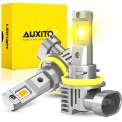 AUXITO H11 yellow fog light bulbs pack of 2 for brighter amber fog illumination.