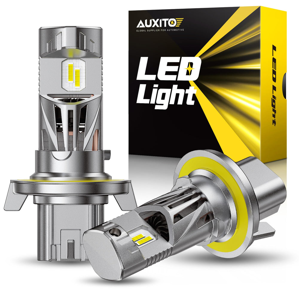 AUXITO H13 bulbs with 80k lumens for brighter nighttime visibility.
