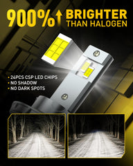 Auxito H13 LED bulbs illuminated beam pattern on road for quick hazard recognition