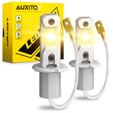 Auxito H3 LED fog light bulb front view with 3000K amber chips for fog visibility