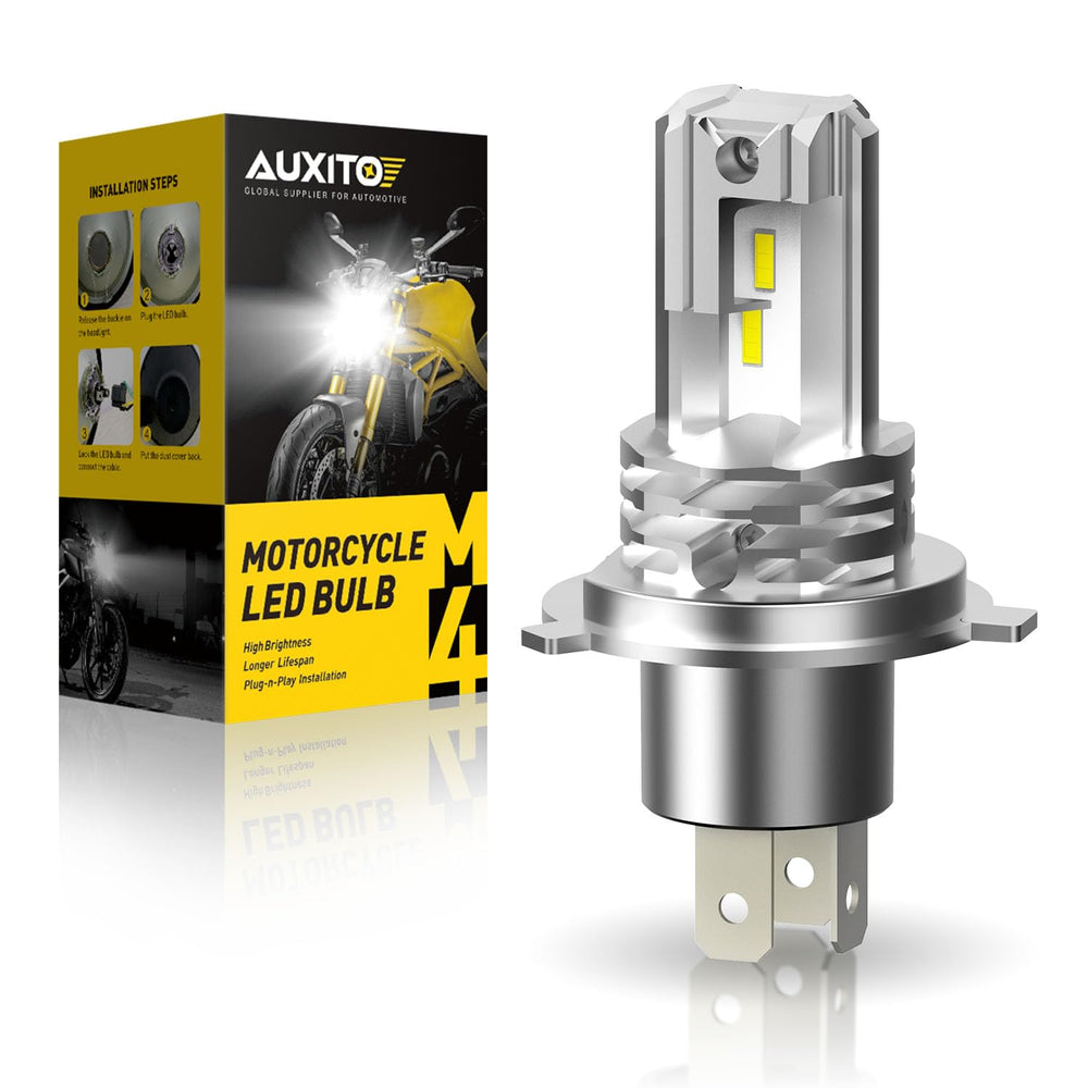 AUXITO H4 fog light bulb front view for easy plug-and-play replacement