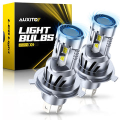 AUXITO H4 LED bulb front view with crisp 6000K light for night driving
