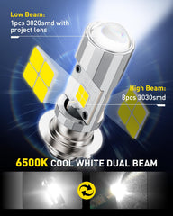 AUXITO H6M P15D high beam reaches far distances to spot obstacles early.
