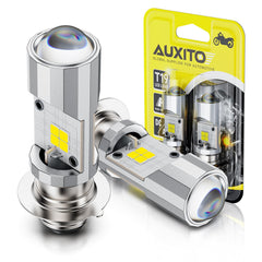 AUXITO H6M P15D two-pack bulbs for motorcycle lighting and improved night visibility.
