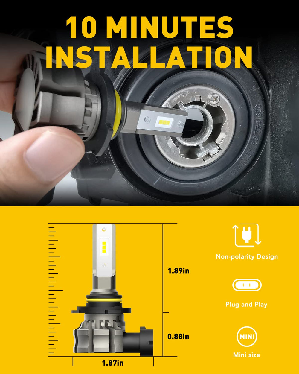 Auxito IP65 waterproof fog light with rubber seal for adverse weather.