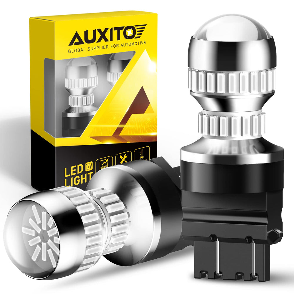 Auxito 3157 red LED brake light bulb with 360-degree illumination for clear braking signals