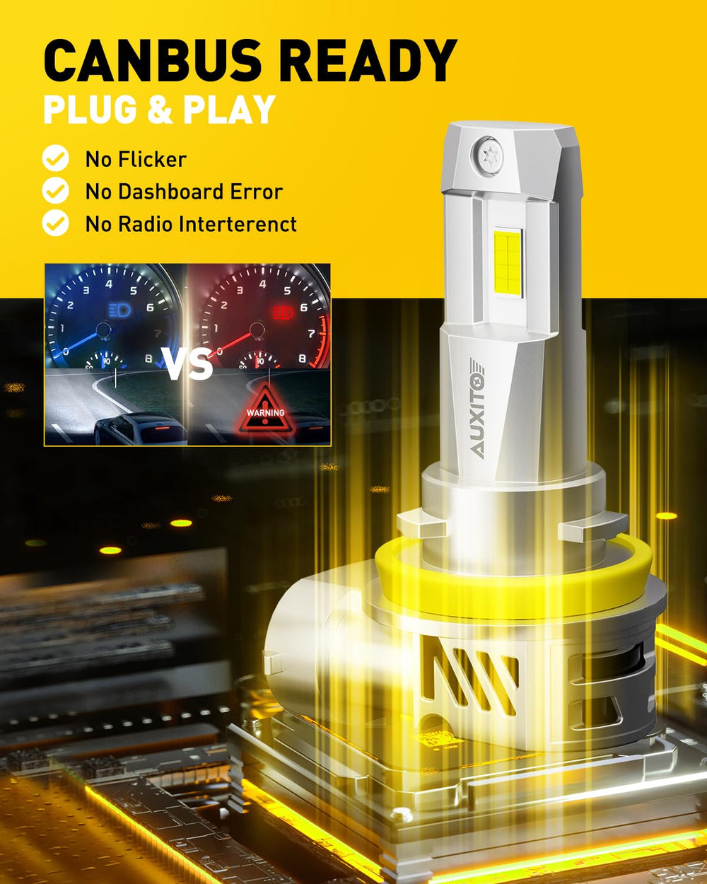 Bright night illumination with AUXITO fog lights improving road contrast.