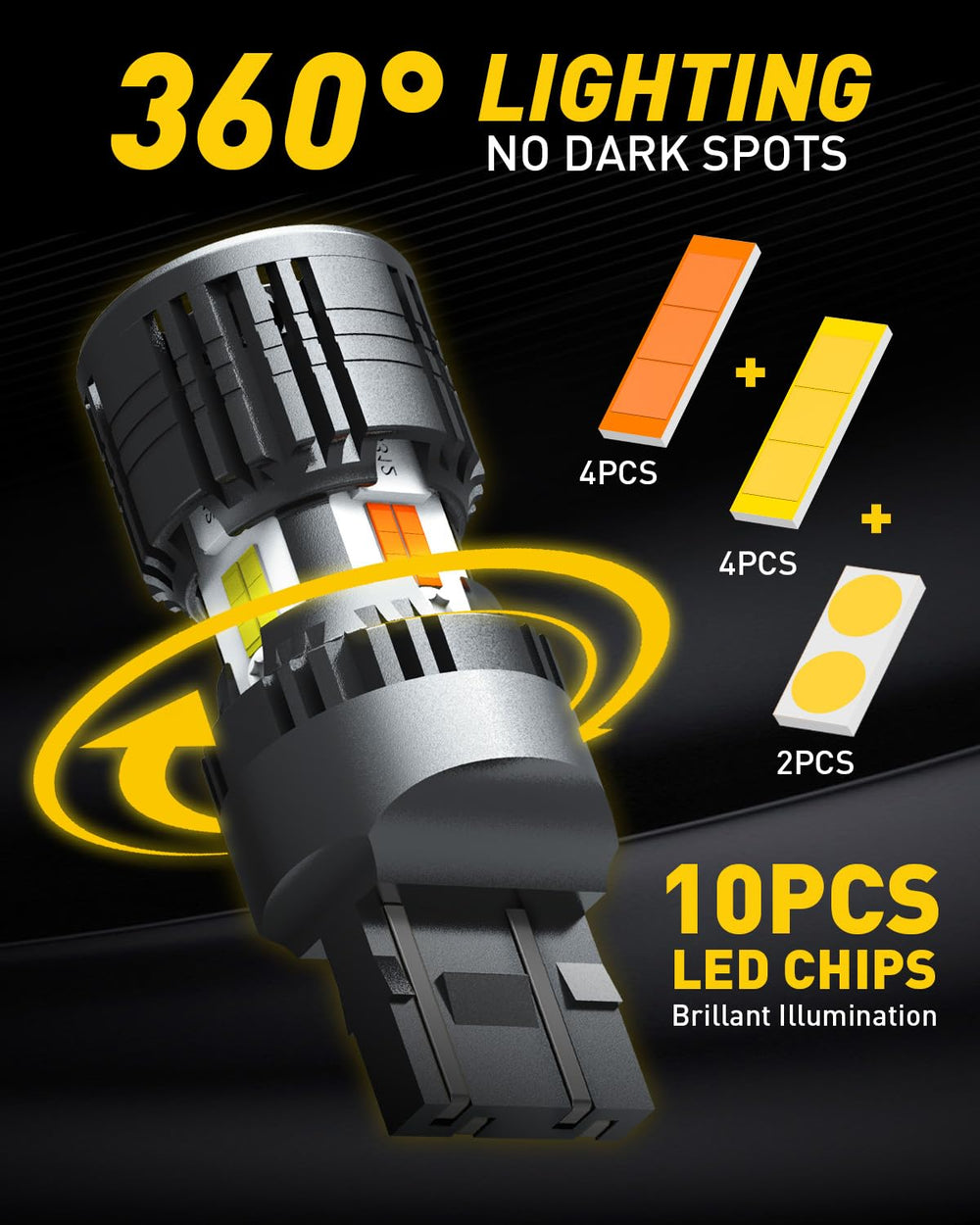AUXITO 2-pack switchback bulbs are easy plug-and-play in many vehicles.