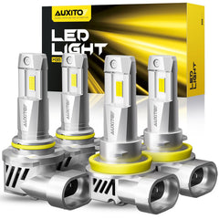 AUXITO upgraded 9005 HB3 bulb front view showing compact design for easy installation.