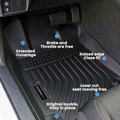 Civic mats shown being cleaned with a garden hose for easy maintenance.