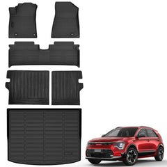 Auxko all-weather mats provide precise fitted coverage for Kia Niro EV, protecting interior from dirt.