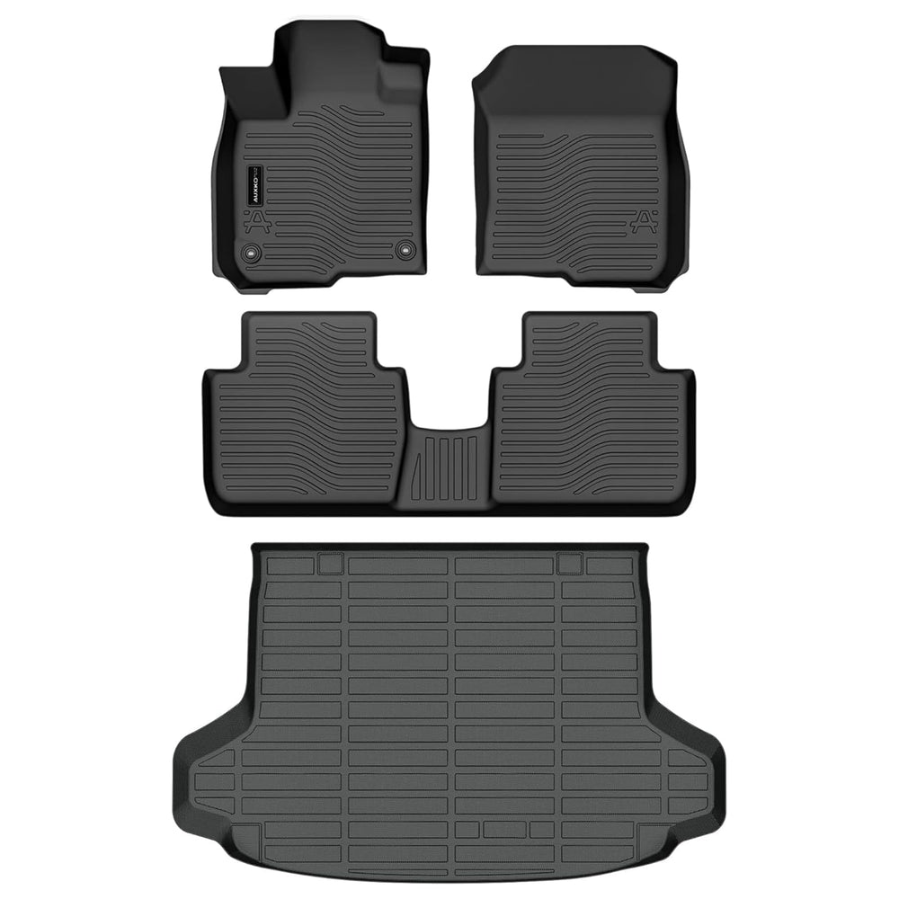 Auxko all-weather floor mats front view showing precise fit and anti-slip design.
