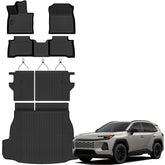 Auxko all-weather floor mats front view showing precise RAV4 Hybrid fit