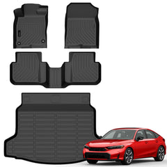 Auxko all-weather floor mats for Honda Civic Hybrid 2025-2026 front—precise fit protects the carpet.