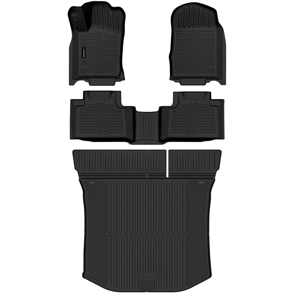 Auxko floor mats side profile highlighting full coverage and non-slip retention.