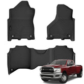 Auxko all-weather floor mats front view showing precise Ram fit and carpet protection.