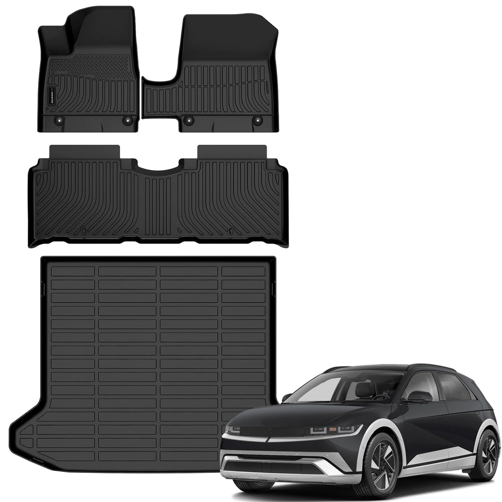 AUXKO IONIQ 5 all-weather mats with precise fit for unmovable console.