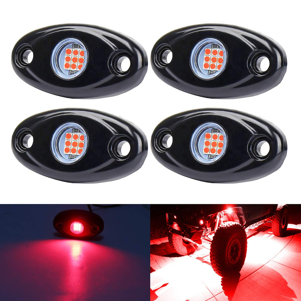 AUXMOTEC red rock light pod front view for enhanced undercar glow
