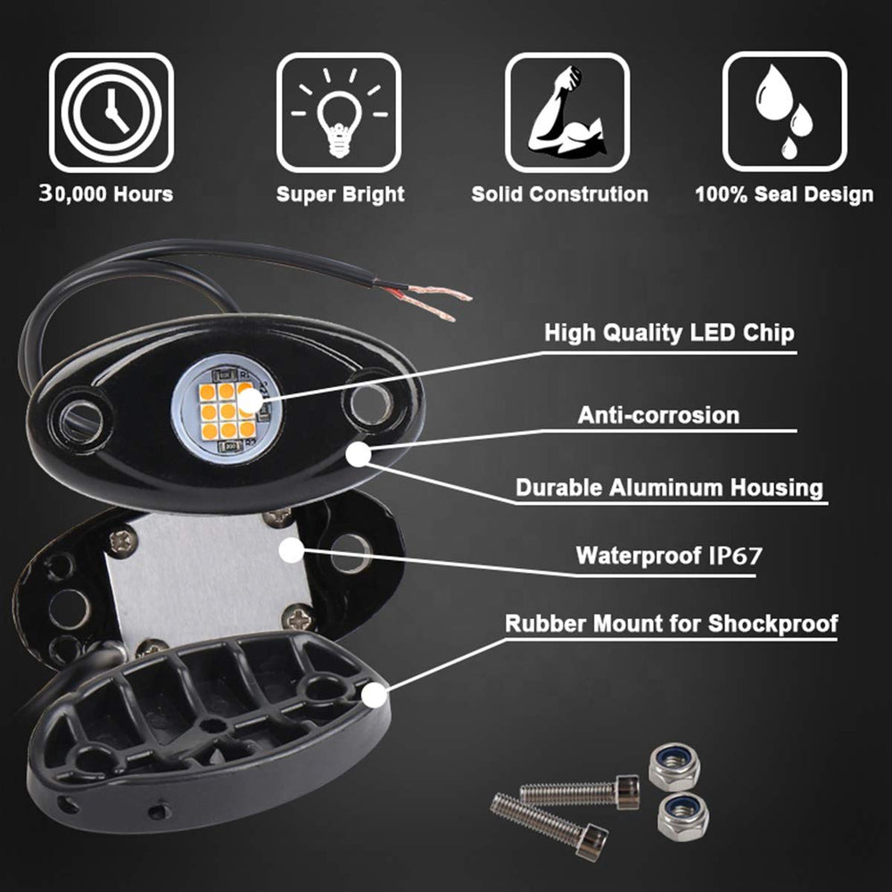 Auxmotec Rock Light die-cast housing for rugged durability