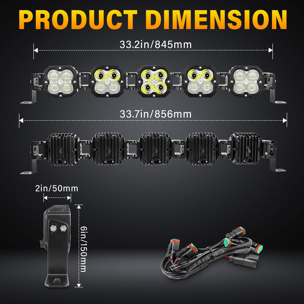 AUXTINGS 33-inch LED light bar side profile showing mounting surface and slim design