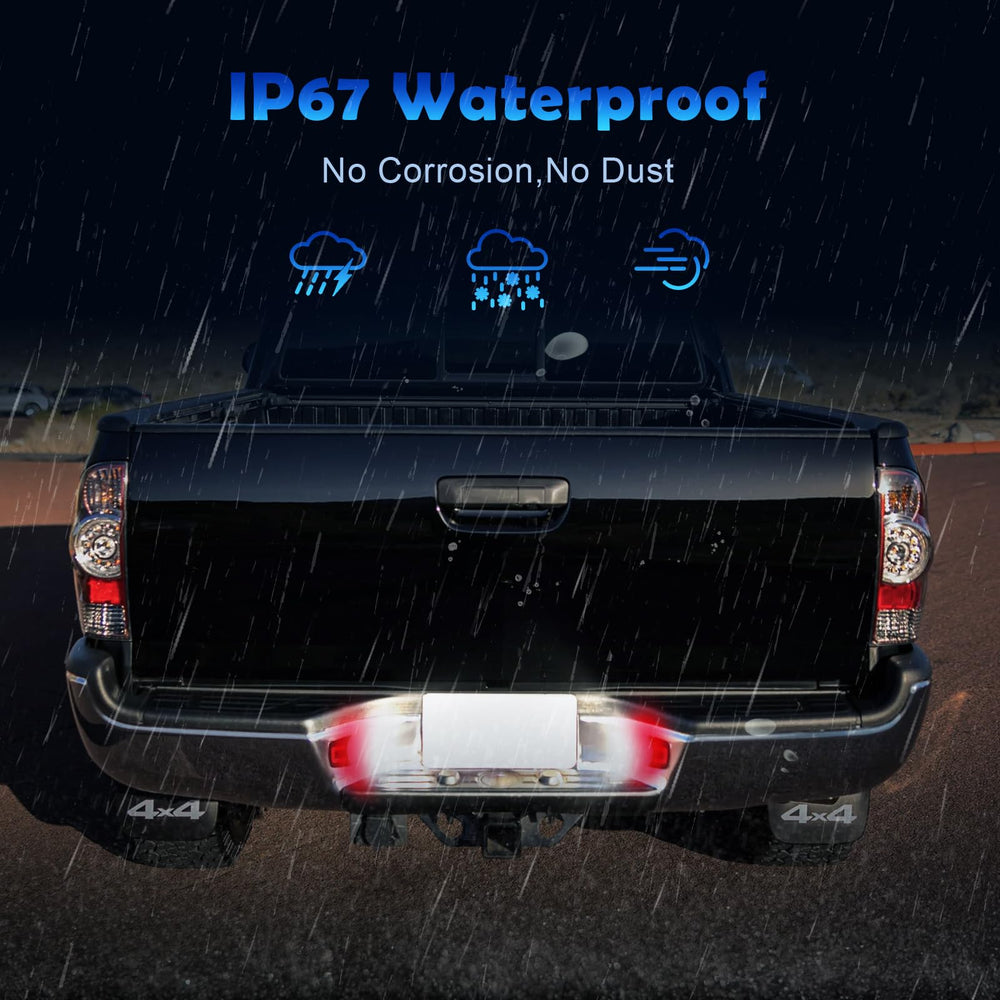 AUYICH IP67 weatherproof license plate lamp withstands rain and dust.