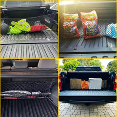 AuyNeas F-150 envelope cargo net installed in bed for organized hauling.
