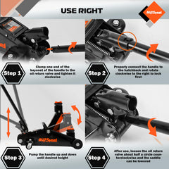 AV Steel floor jack ANSI/ASME safety standards compliant.