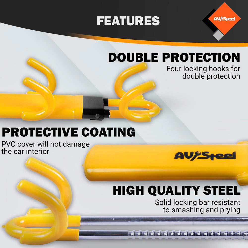 AV Steel universal-fit design adapts to most cars, trucks, vans, and SUVs