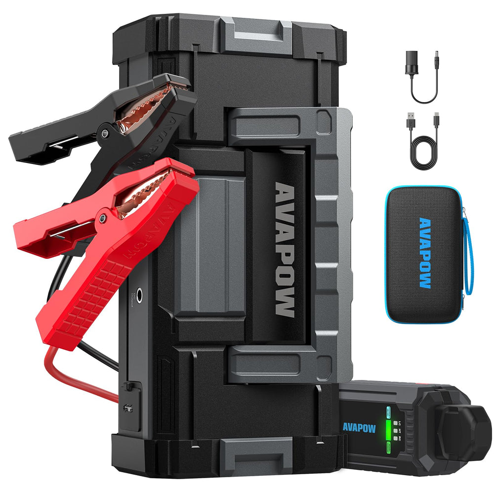 AVAPOW A68 front view shows compact, portable jump starter.