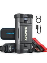 AVAPOW car jump starter 4000A peak powering a car engine quickly.