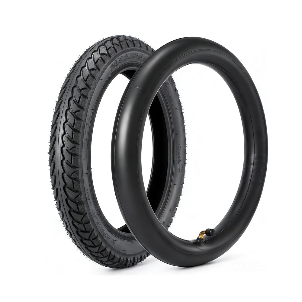 AVOKIN 14x2.125 tire shows rugged tread for rain and snow grip