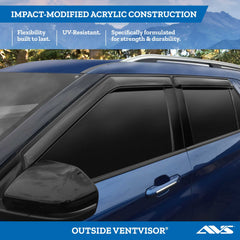Auto Ventshade ventvisor curved design aligns with Silverado crew cab.