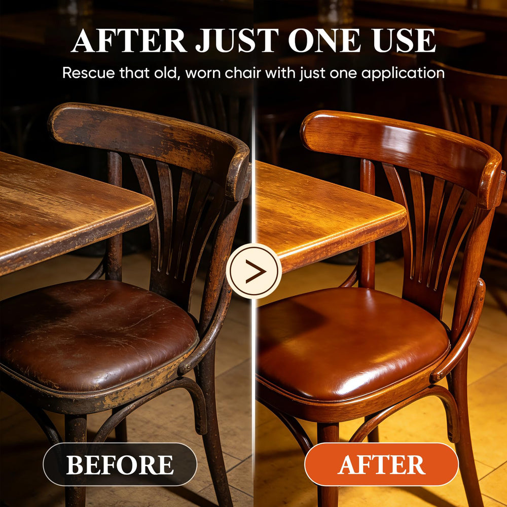 Awaydol salve applied to leather sofa for revived color and shine