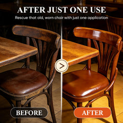 Awaydol salve applied to leather sofa for revived color and shine